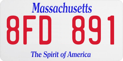 MA license plate 8FD891