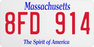 MA license plate 8FD914
