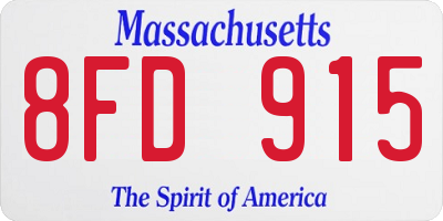 MA license plate 8FD915