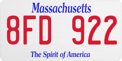 MA license plate 8FD922