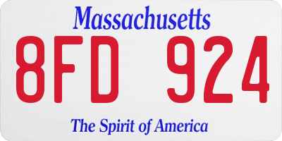 MA license plate 8FD924