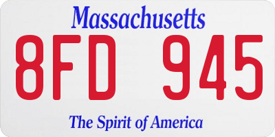 MA license plate 8FD945