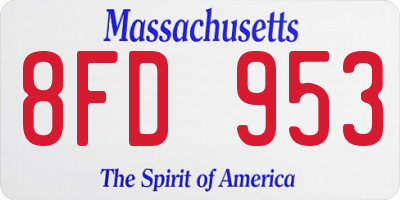 MA license plate 8FD953