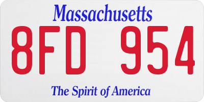 MA license plate 8FD954