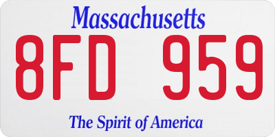 MA license plate 8FD959