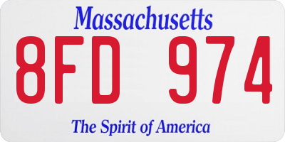 MA license plate 8FD974