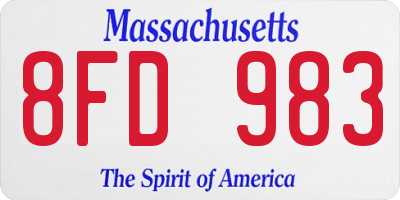 MA license plate 8FD983