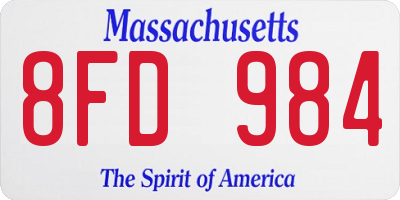 MA license plate 8FD984