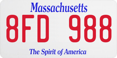 MA license plate 8FD988