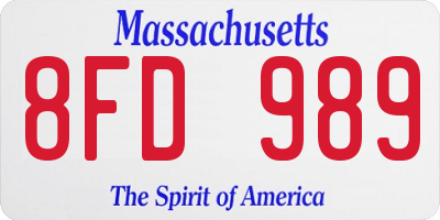 MA license plate 8FD989