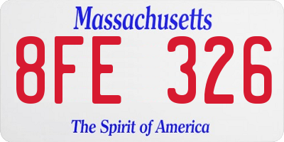 MA license plate 8FE326