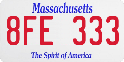 MA license plate 8FE333