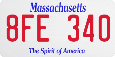 MA license plate 8FE340