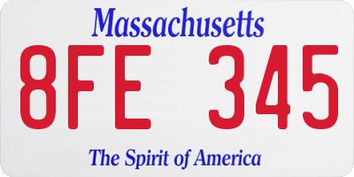 MA license plate 8FE345