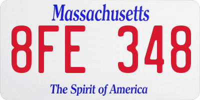 MA license plate 8FE348