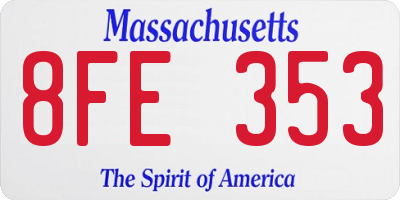MA license plate 8FE353