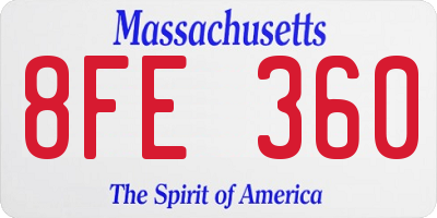 MA license plate 8FE360