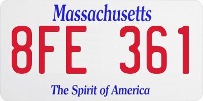MA license plate 8FE361