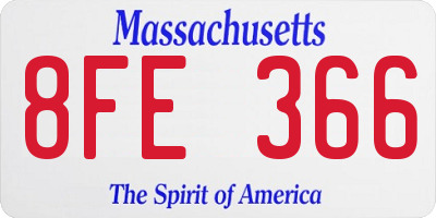 MA license plate 8FE366