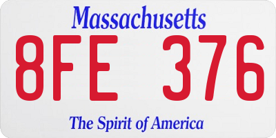 MA license plate 8FE376