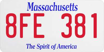 MA license plate 8FE381