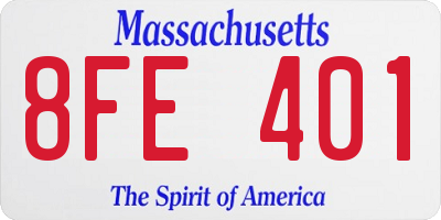 MA license plate 8FE401