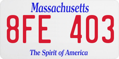 MA license plate 8FE403