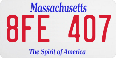MA license plate 8FE407
