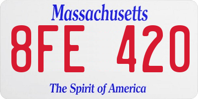 MA license plate 8FE420