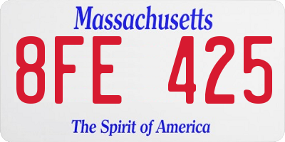 MA license plate 8FE425