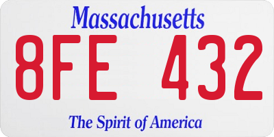 MA license plate 8FE432