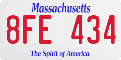 MA license plate 8FE434