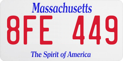 MA license plate 8FE449