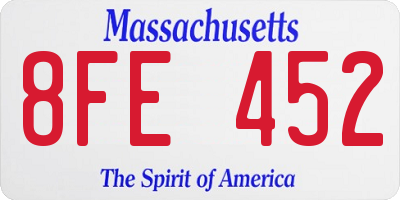 MA license plate 8FE452