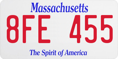 MA license plate 8FE455