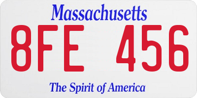 MA license plate 8FE456