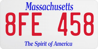 MA license plate 8FE458
