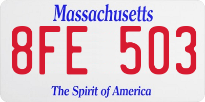 MA license plate 8FE503