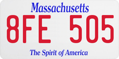 MA license plate 8FE505