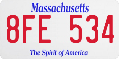MA license plate 8FE534
