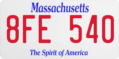 MA license plate 8FE540