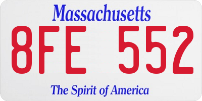 MA license plate 8FE552