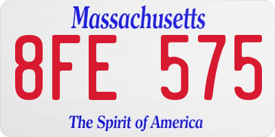 MA license plate 8FE575