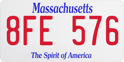MA license plate 8FE576