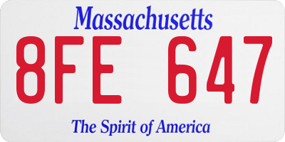 MA license plate 8FE647