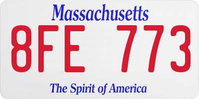 MA license plate 8FE773