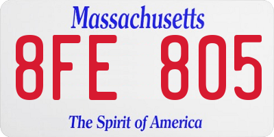 MA license plate 8FE805