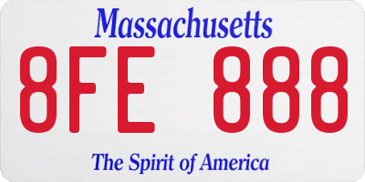 MA license plate 8FE888