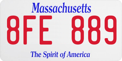 MA license plate 8FE889