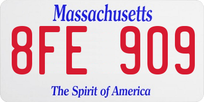 MA license plate 8FE909